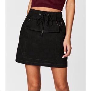 Carmar black denim pocket cargo drawstring high rise mini skirt NEW AUS 12 Large